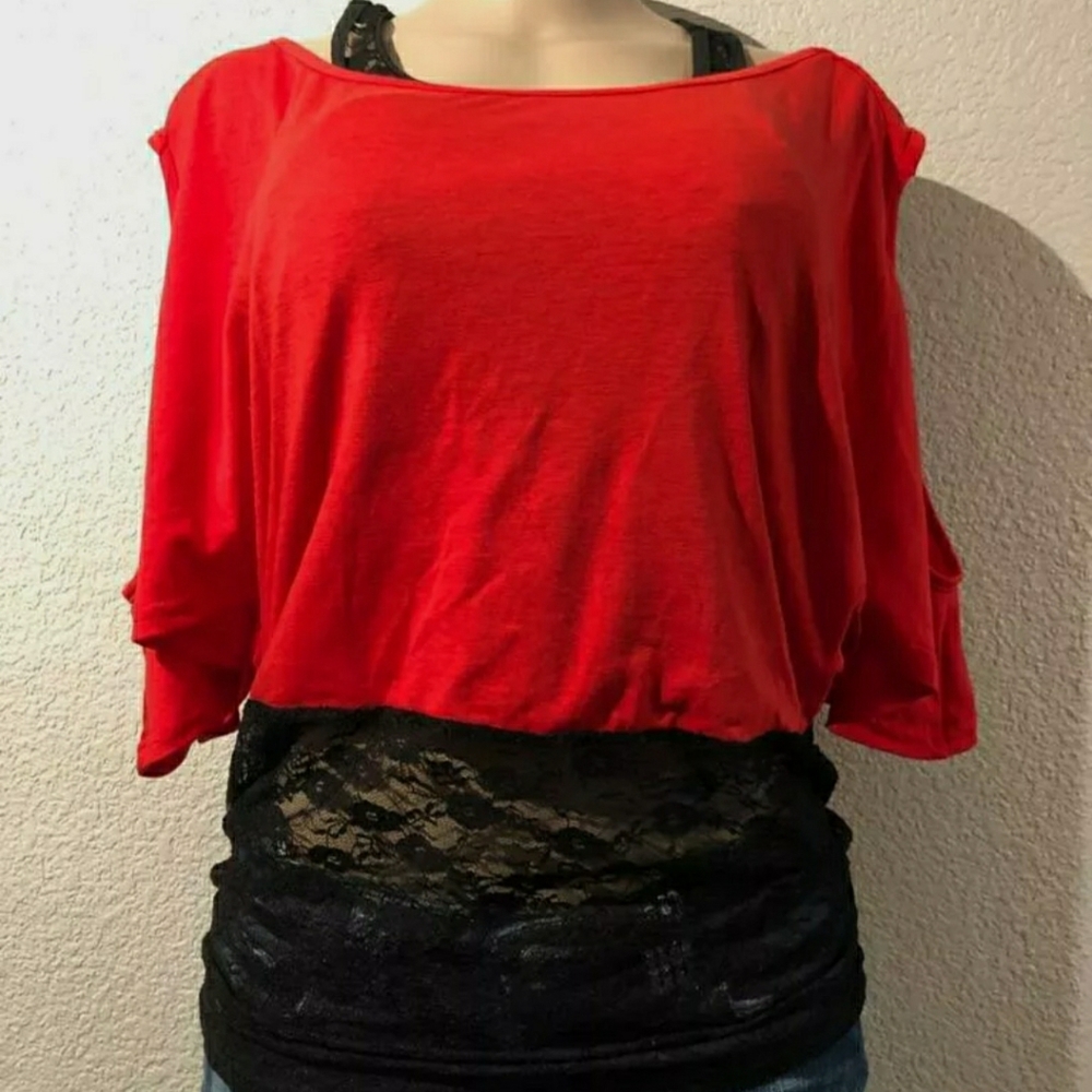 Xuan Ying Boat Neck Women Sz 2XL Blouse Short Slee